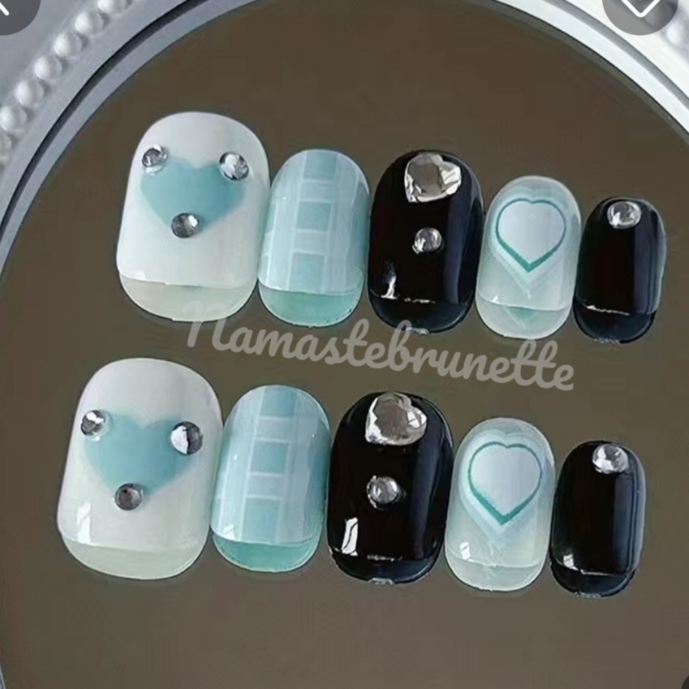 2/$16 3D Rhinestone Hearts Press on Nails